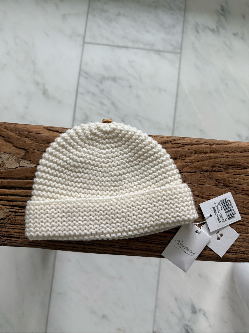 Bonpoint Ivory Knit Baby Beanie Hat NWT